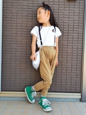 「devirock（デビロック）のアイテム（チノパンツ）」を使った、maaaさん（キッズ・110cm）の春コーディネート