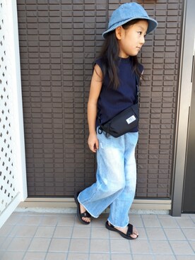「Guess（ゲス）のアイテム（帽子）」を使った、maaaさん（キッズ・110cm）の夏コーディネート