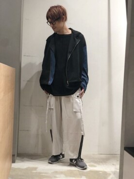 「デザイントップス」｜「アイテム（ブルゾン）」を使った、KE-ICHIさん（メンズ・177cm）の秋コーディネート