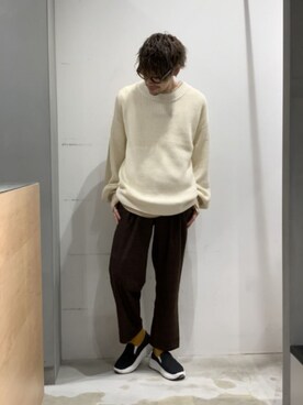 「CASPER JOHN」｜「アイテム（スリッポン）」を使った、KE-ICHIさん（メンズ・177cm）の秋コーディネート