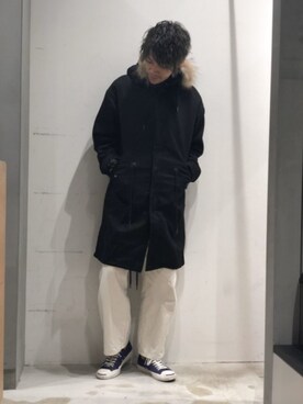 「CASPER JOHN（キャスパージョン）のアイテム（モッズコート）」を使った、KE-ICHIさん（メンズ・177cm）の秋コーディネート