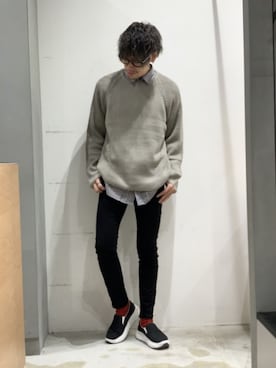 「CASPER JOHN」｜「アイテム（スリッポン）」を使った、KE-ICHIさん（メンズ・177cm）の秋コーディネート