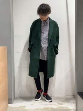 チェスターコートを使った 緑 のメンズ人気ファッションコーディネート ユーザー ショップスタッフ Wear