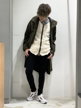 「CASPER JOHN（キャスパージョン）のアイテム（モッズコート）」を使った、KE-ICHIさん（メンズ・177cm）の秋コーディネート