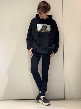 「CASPER JOHN」｜「アイテム（スリッポン）」を使った、KE-ICHIさん（メンズ・177cm）の冬コーディネート