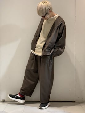 「CASPER JOHN（キャスパージョン）のアイテム（ライダースジャケット）」を使った、KE-ICHIさん（メンズ・177cm）の秋コーディネート