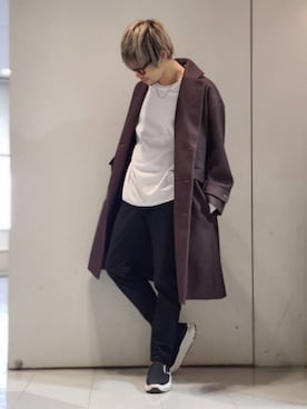 「CASPER JOHN（キャスパージョン）のアイテム（チェスターコート）」を使った、KE-ICHIさん（メンズ・177cm）の秋コーディネート