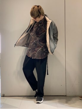 「CASPER JOHN（キャスパージョン）のアイテム（モッズコート）」を使った、KE-ICHIさん（メンズ・177cm）の冬コーディネート