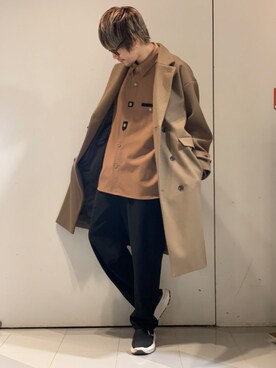 「CASPER JOHN（キャスパージョン）のアイテム（チェスターコート）」を使った、KE-ICHIさん（メンズ・177cm）の冬コーディネート