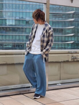 「CASPER JOHN（キャスパージョン）のアイテム（スウェット）」を使った、KE-ICHIさん（メンズ・177cm）の冬コーディネート