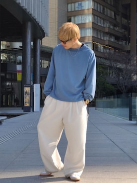 「CASPER JOHN（キャスパージョン）のアイテム（スウェット）」を使った、KE-ICHIさん（メンズ・177cm）の春コーディネート