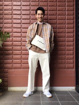 「coen（コーエン）のUSAコットンヘビーウェイトロンT（Tシャツ/カットソー）」を使った、coen はたなかさん（メンズ・173cm）の春コーディネート