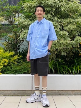 「coen（コーエン）のアイテム（トップス）」を使った、coen はたなかさん（メンズ・173cm）の夏コーディネート