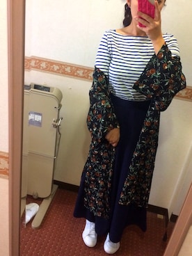 「GU（ジーユー）のアイテム（カーディガン/ボレロ、ブラック系）」を使った、足腰さん（レディース・155cm）の春コーディネート