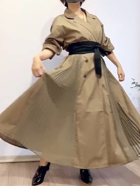 「プリーツ」｜「アイテム（トレンチコート）」を使った、chicchaさん（レディース・152cm）の夏コーディネート