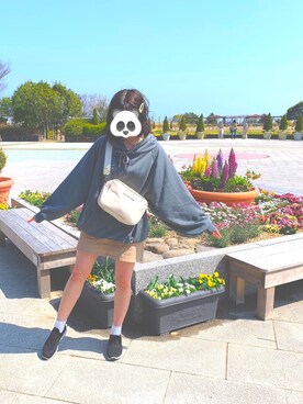 「FUN（ファン）のアイテム（パーカー）」を使った、kayanoさん（レディース・156cm）の春コーディネート