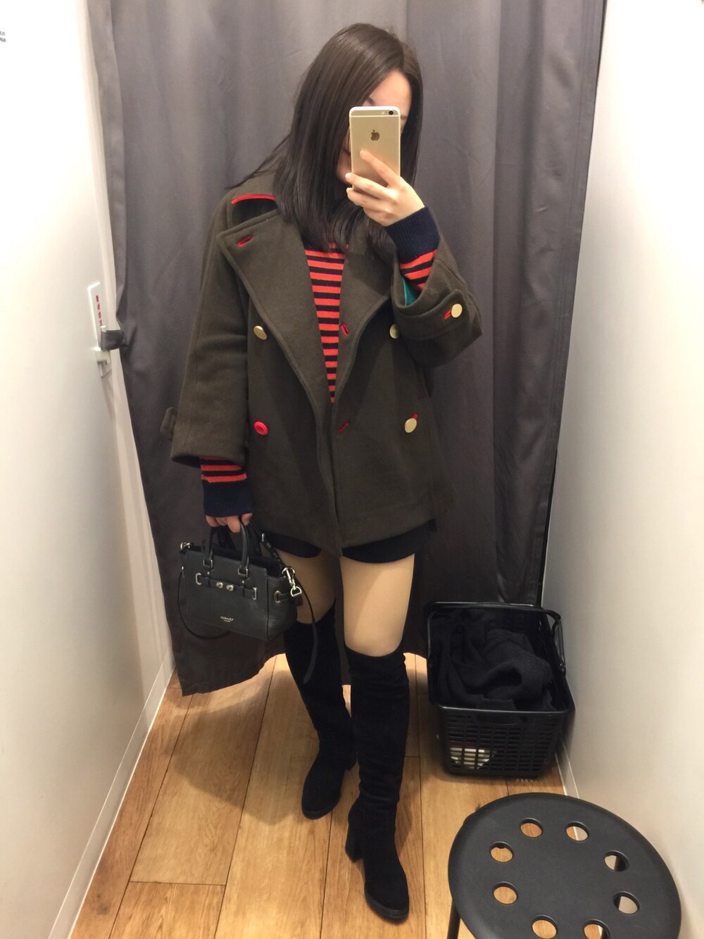 「jucy judyのアイテム（ダッフルコート、グリーン系）」を使った、cubabypascalさん（レディース・156cm）の冬コーディネートの1枚目の写真