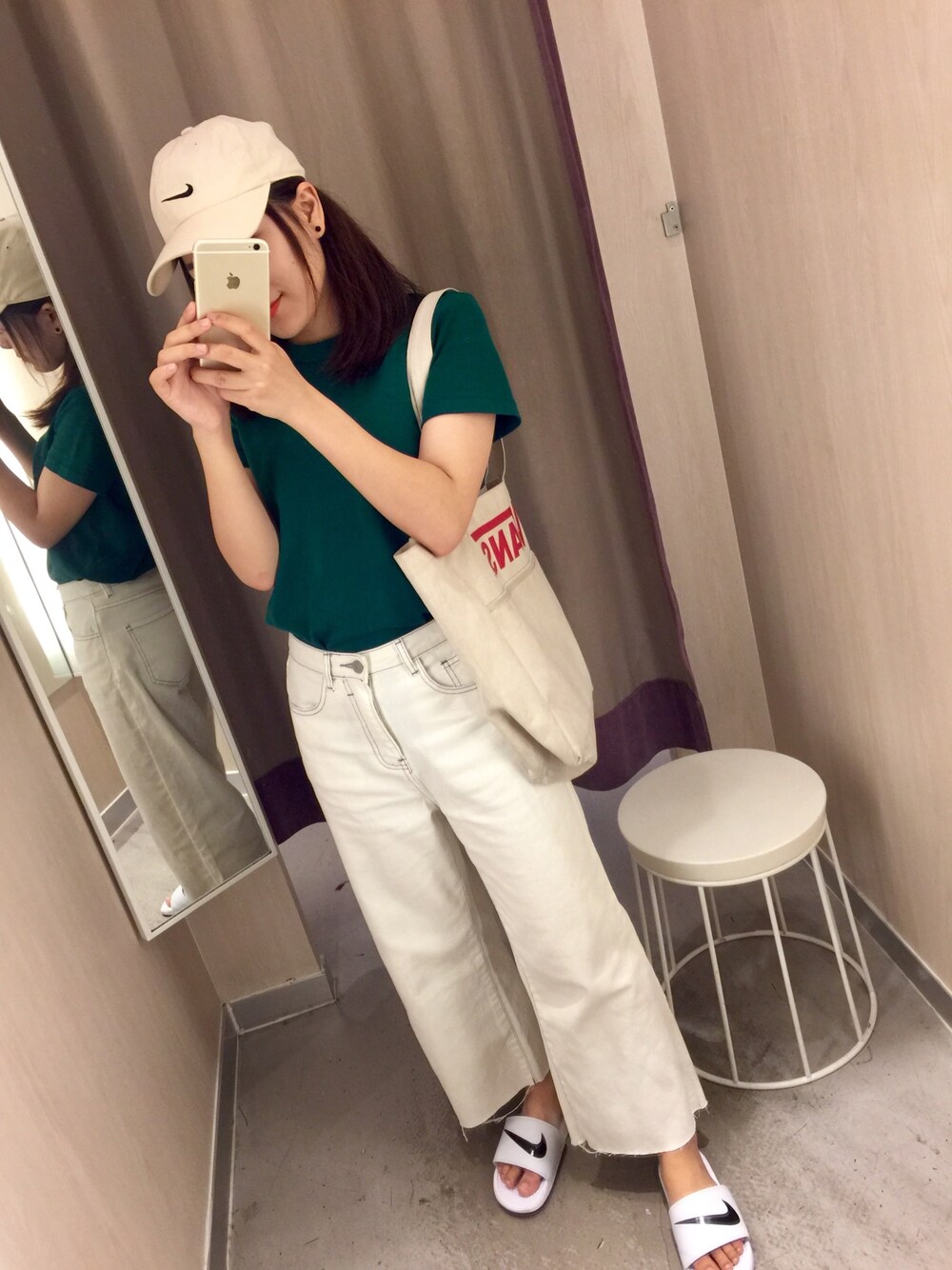 「UNIQLOのアイテム（Tシャツ/カットソー、グリーン系）」を使った、cubabypascalさん（レディース・156cm）の夏コーディネートの1枚目の写真