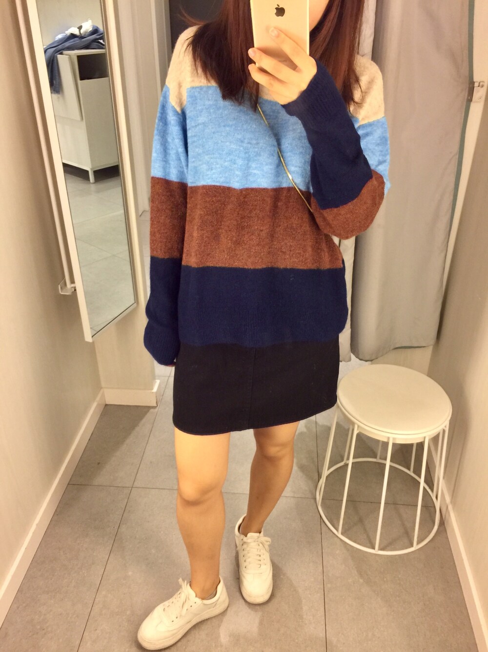「H&Mのアイテム（ニット/セーター、ベージュ系）」を使った、cubabypascalさん（レディース・156cm）の秋コーディネートの1枚目の写真