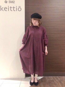 袖刺繍前開きワンピースを使った人気ファッションコーディネート Wear