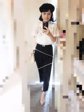 「EMODA（エモダ）のアイテム（スラックス）」を使った、ayumiiさん（レディース・154cm）の春コーディネート