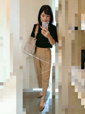 「EMODA（エモダ）のアイテム（スラックス）」を使った、ayumiiさん（レディース・154cm）の夏コーディネート