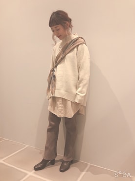 「LOWRYS FARM（ローリーズファーム）のストレッチヒールブーツ　851418（ブーツ）」を使った、chinatsu さん（レディース・156cm）の秋コーディネート