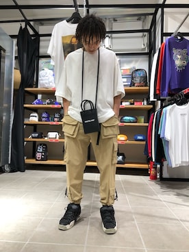 「WHITELAND（ホワイトランド）のアイテム（Tシャツ/カットソー）」を使った、KENTOさん（メンズ・178cm）の夏コーディネート