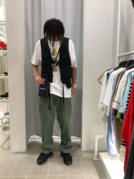 「WHITELAND（ホワイトランド）のアイテム（Tシャツ/カットソー）」を使った、KENTOさん（メンズ・178cm）の夏コーディネート