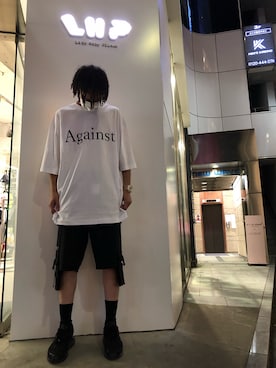 「WHITELAND（ホワイトランド）のアイテム（Tシャツ/カットソー）」を使った、KENTOさん（メンズ・178cm）の夏コーディネート