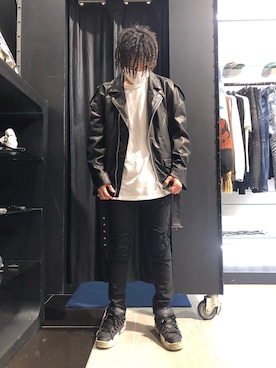 「WHITELAND（ホワイトランド）のアイテム（ライダースジャケット）」を使った、KENTOさん（メンズ・178cm）の秋コーディネート