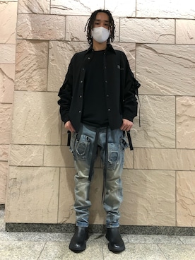 「DANKE SCHON（ダンケシェーン）のDankeSchon/ダンケシェーン/撥水ストレッチナイロンカーゴシャツ（シャツ/ブラウス）」を使った、KENTOさん（メンズ・178cm）の冬コーディネート