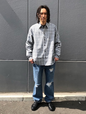 「WHITELAND（ホワイトランド）のアイテム（パンツ）」を使った、KENTOさん（メンズ・178cm）の春コーディネート