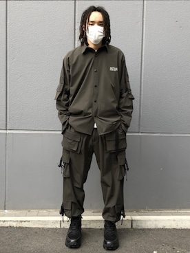 「DANKE SCHON（ダンケシェーン）のDankeSchon/ダンケシェーン/撥水ストレッチナイロンカーゴシャツ（シャツ/ブラウス）」を使った、KENTOさん（メンズ・178cm）の夏コーディネート