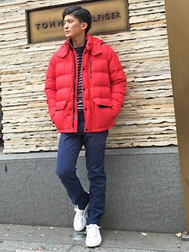 「TOMMY HILFIGER（トミーヒルフィガー）のアイテム（ジャケット/アウター）」を使った、HARUさん（メンズ・171cm）の冬コーディネート