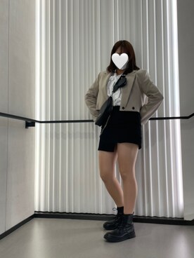 「韓国コーデ」｜「アイテム（ノーカラージャケット）」を使った、空色さん（レディース・158cm）の春コーディネート