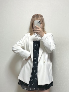 「H&M（エイチ・アンド・エム）のアイテム（ノーカラージャケット）」を使った、空色さん（レディース・158cm）の春コーディネート