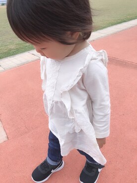 「GAP（ギャップ）の1969 マイ ファースト レギンス ジーンズ (ベビー)（デニムパンツ）」を使った、iiiichanさん（キッズ・80cm）の冬コーディネート