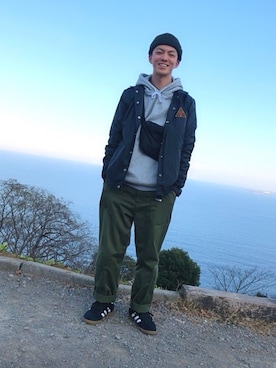 「RUTSUBO（ルツボ）のアイテム」を使った、もりしょーさん（メンズ・177cm）の冬コーディネート