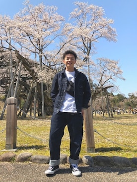 「東洋エンタープライズ（トーヨーエンタープライズ）のアイテム（パンツ）」を使った、もりしょーさん（メンズ・177cm）の春コーディネート