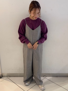 「AMERICAN HOLIC（アメリカンホリック）のアイテム（サロペット/オーバーオール）」を使った、miku.さん（レディース・157cm）の秋コーディネート
