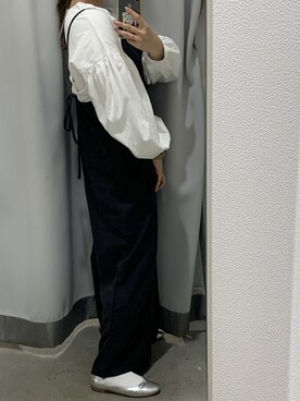 「袖ボリューム」｜「アイテム（サロペット/オーバーオール）」を使った、miku.さん（レディース・158cm）の春コーディネート