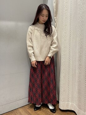 「白ニット」｜「アイテム（ダッフルコート）」を使った、miku.さん（レディース・158cm）の冬コーディネート