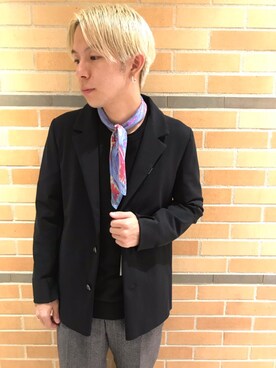 「KAZUYUKI KUMAGAI ATTACHMENT（カズユキクマガイアタッチメント）のアイテム（テーラードジャケット）」を使った、まことさん（メンズ・169cm）の秋コーディネート