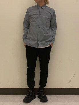 「ATTACHMENT（アタッチメント）のPE/Cストレッチブロード レギュラーカラーシャツ（シャツ/ブラウス）」を使った、まことさん（メンズ・169cm）の春コーディネート