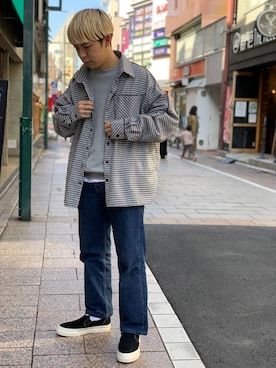 「Stepney Workers Club（ステファニーワーカーズクラブ）のアイテム」を使った、まことさん（メンズ・169cm）の春コーディネート