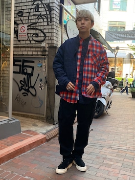 「Stepney Workers Club（ステファニーワーカーズクラブ）のアイテム」を使った、まことさん（メンズ・169cm）の春コーディネート