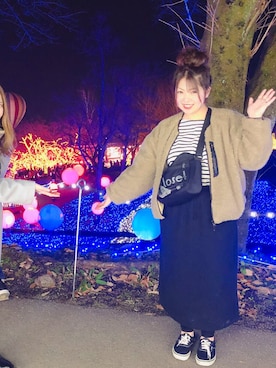 「スウェットスカート」｜「アイテム（ブルゾン）」を使った、みしゅさん（レディース・152cm）の冬コーディネート