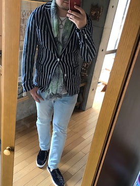 「アイテム（スリッポン）」を使った、Koji Kimuraさん（メンズ・172cm・20代）の春コーディネート
