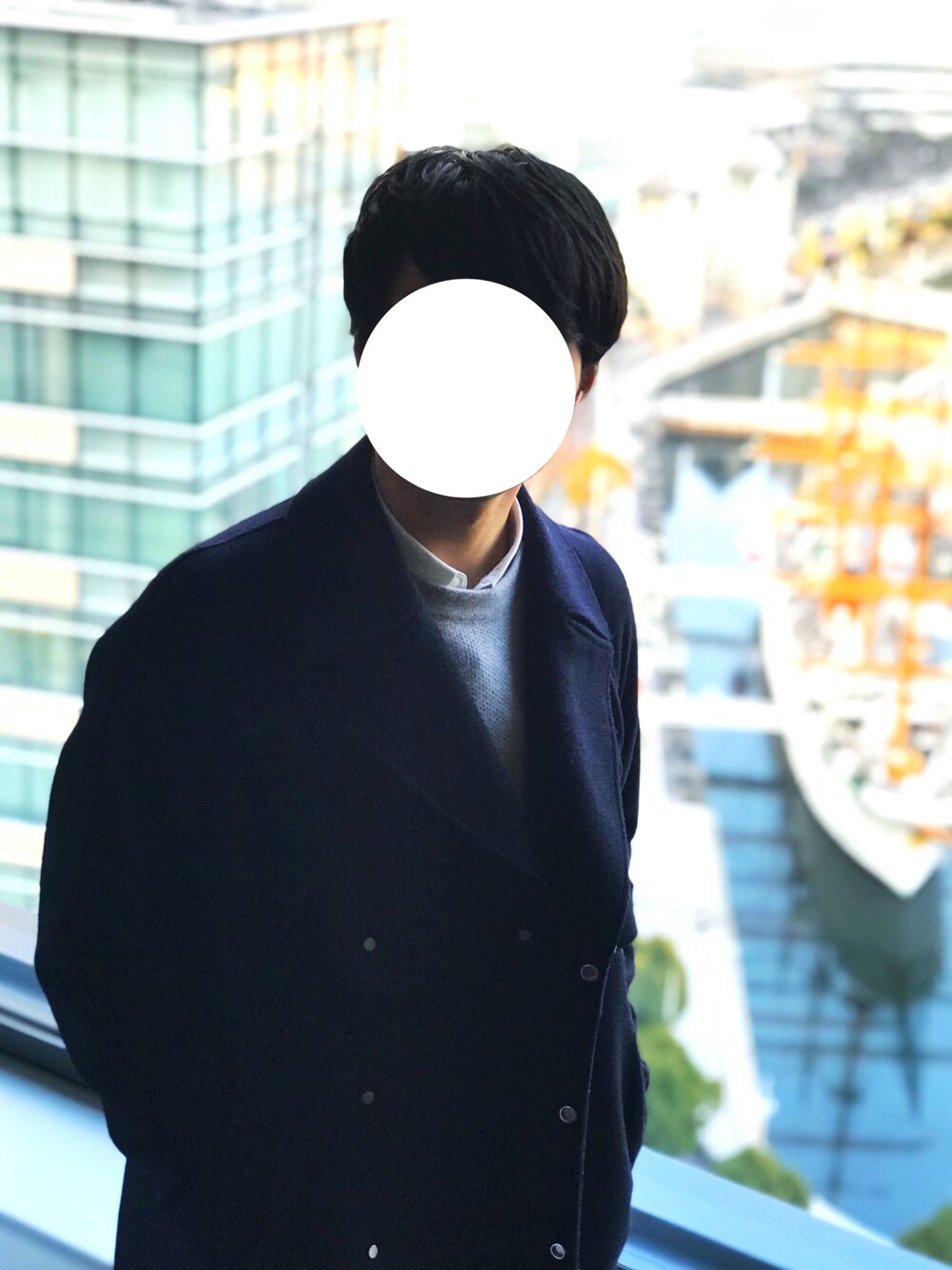 「トレンチコート、UNIQLO、カシミヤ、ハニカム」｜「UNITED TOKYOのメルトンアルスターコート（トレンチコート、ブルー系）」を使った、nanoさん（メンズ・173cm）の冬コーディネートの1枚目の写真